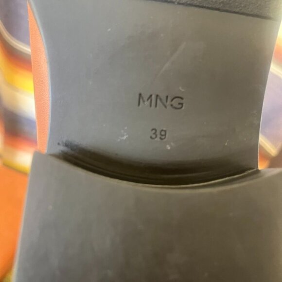 Mango Womens' 9 Leather Riding BootsTan With Black Rubber Soles Elegant Design - Picture 6 of 7